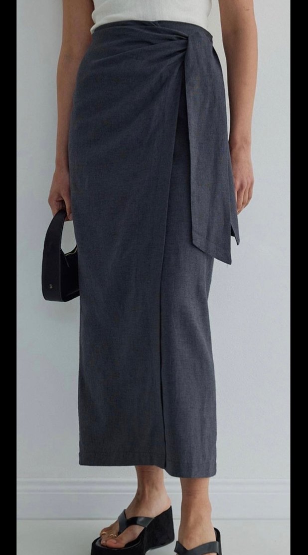 Suud collection Gri Keten Etek - Görsel 2