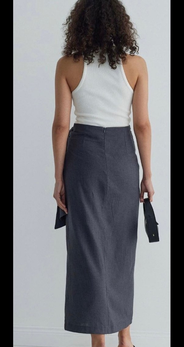 Suud collection Gri Keten Etek - Görsel 3