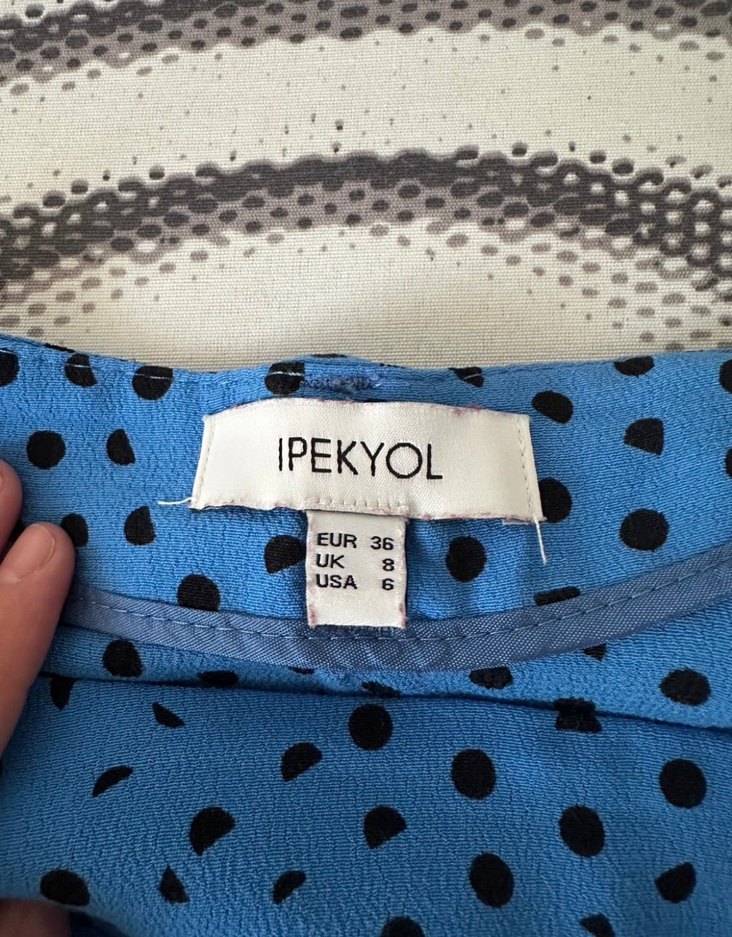 İpekyol Mavi Drapeli midi boy etek - Görsel 4