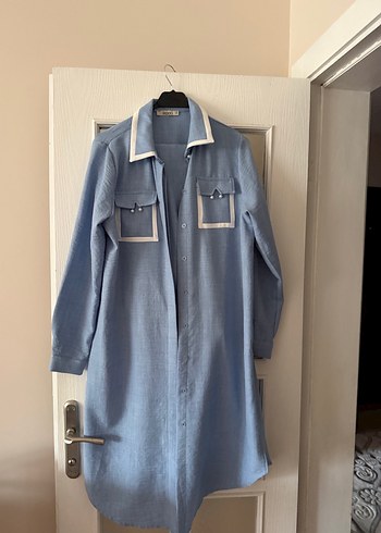 Kadın Mavi Denim Uzun pantolon tunik takım