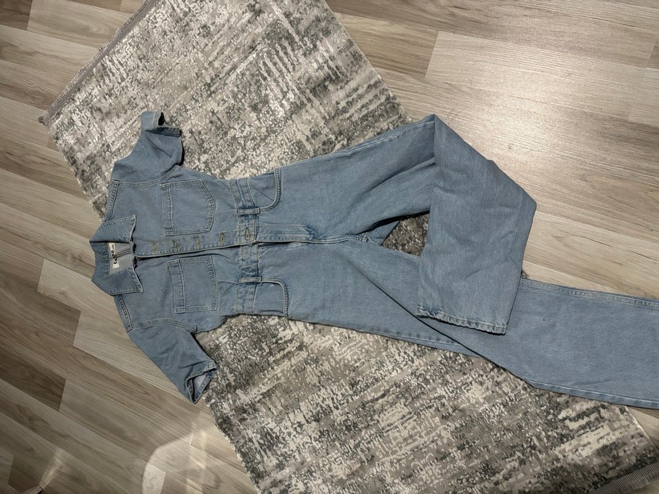Mavi Denim Kısa Kollu Kadın Tulum - Görsel 4