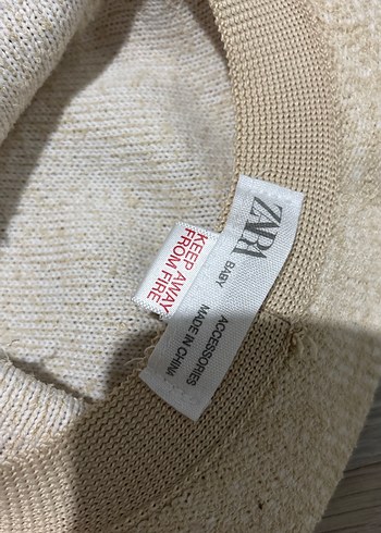 Bej Nakışlı Örgü Çocuk Şapkası - Görsel 3