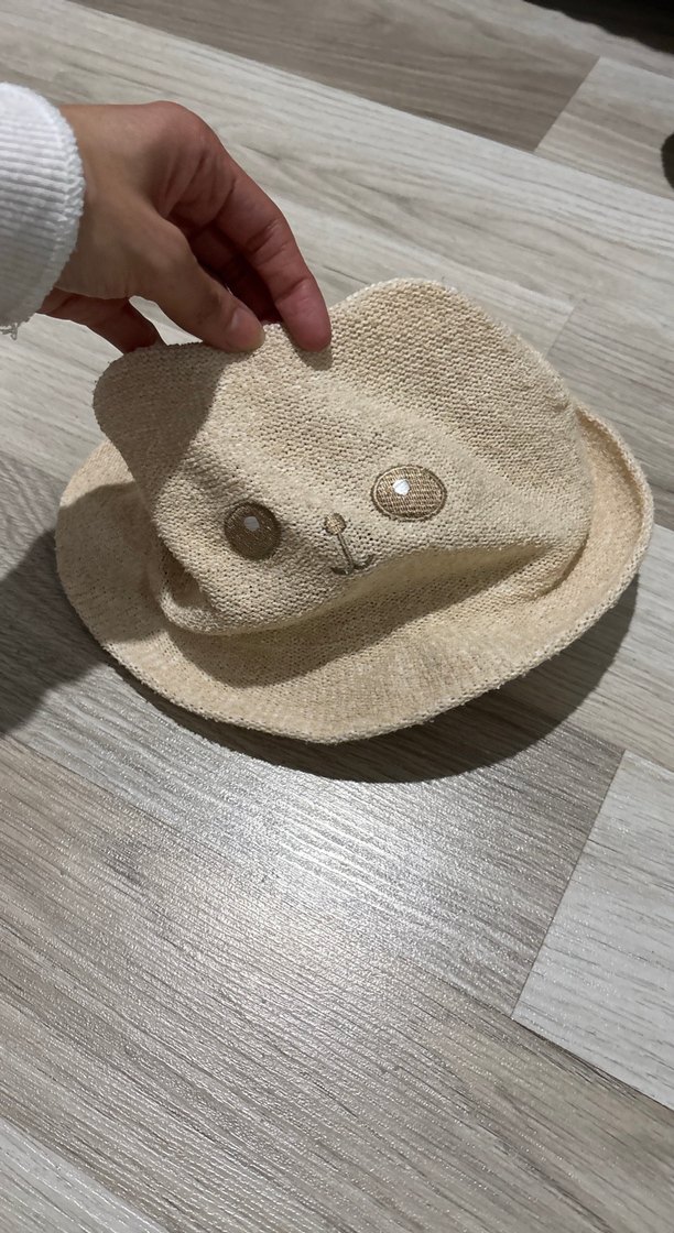 Bej Nakışlı Örgü Çocuk Şapkası - Görsel 2