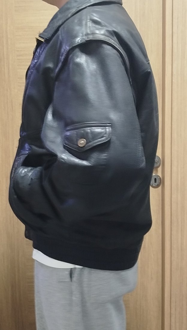 Düğmeli Siyah Deri Biker Ceket - Görsel 5