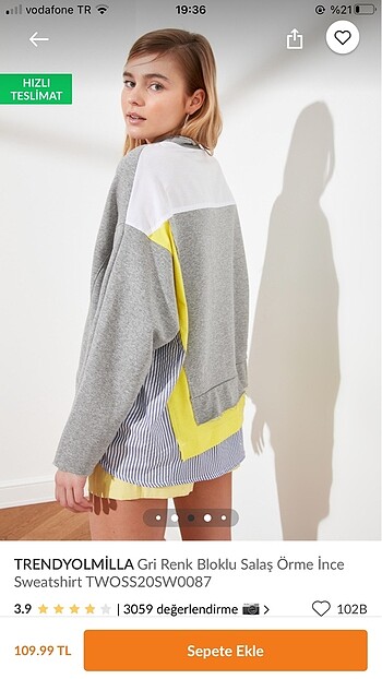 Gri renk salaş sweatshirt
