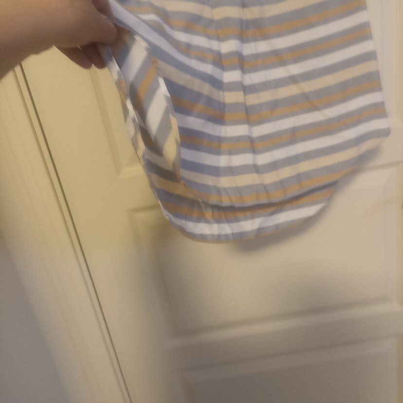 Bej Çizgili Kısa Kollu Kadın Gömlek - Görsel 4