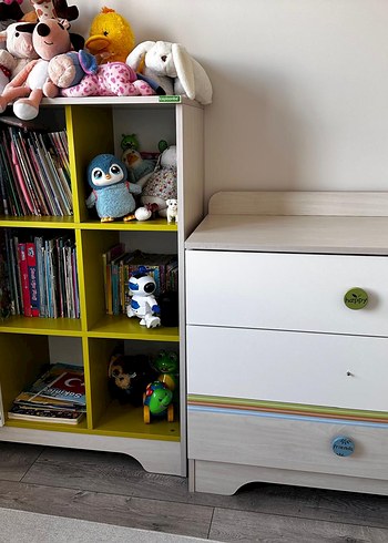 Çocuk Gardırop Beyaz ve Gri Desenli - Görsel 2