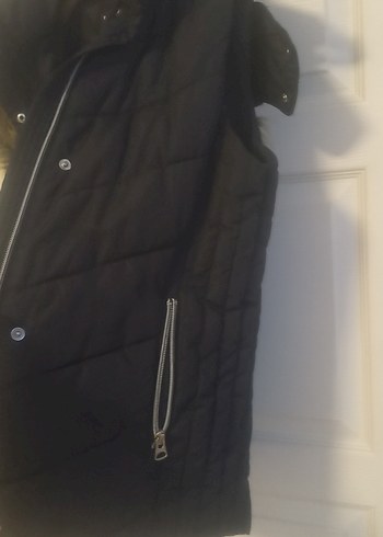 Kürk Detaylı Siyah Kadın Yelek - Görsel 3