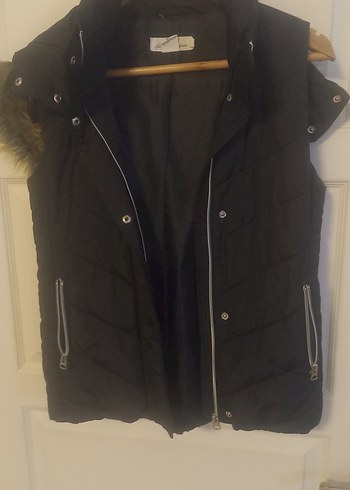 Kürk Detaylı Siyah Kadın Yelek - Görsel 2