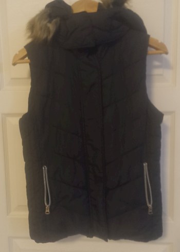 Kürk Detaylı Siyah Kadın Yelek - Görsel 6