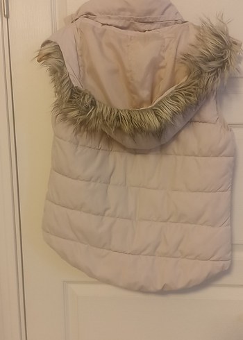 Bej Suni Kürklü Midi Kadın Yelek - Görsel 4