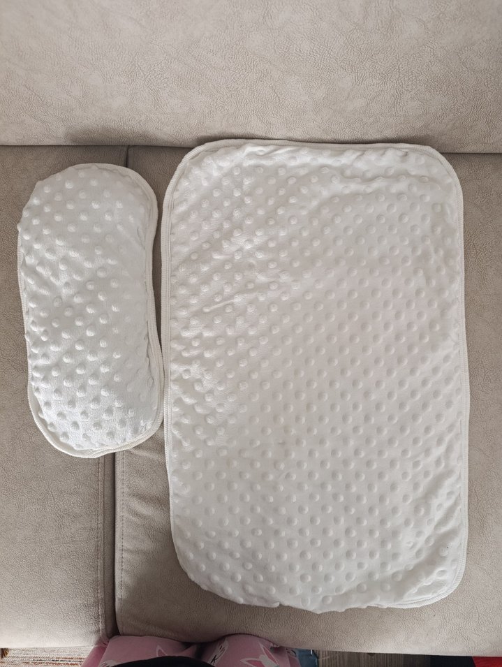 Beyaz Bebek Uyku Minderi ve Yastık Seti - Görsel 2