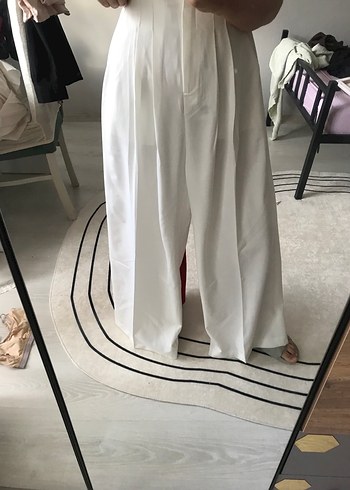 38 Beden Beyaz hoops plazzo pantolon