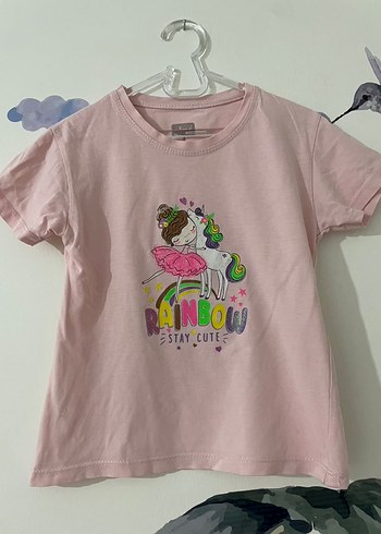 Renkli Baskılı Kız Tişörtü - Görsel 4