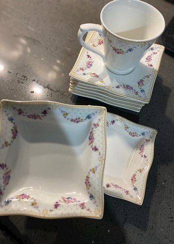 Pastel Çiçek Desenli Porselen Kahvaltı Takımı - Görsel 7