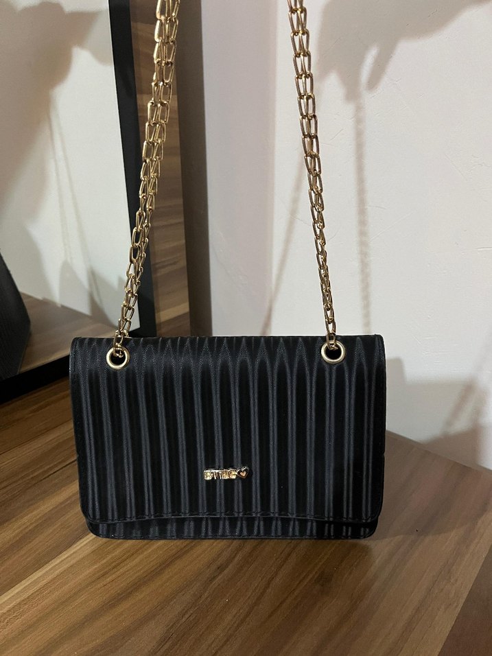 Zincir Detaylı Siyah Desenli Kadın Çanta - Görsel 2