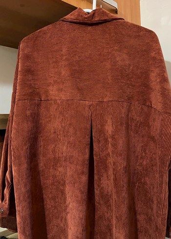 Düğmeli Kadın Kadife Gömlek - Görsel 4