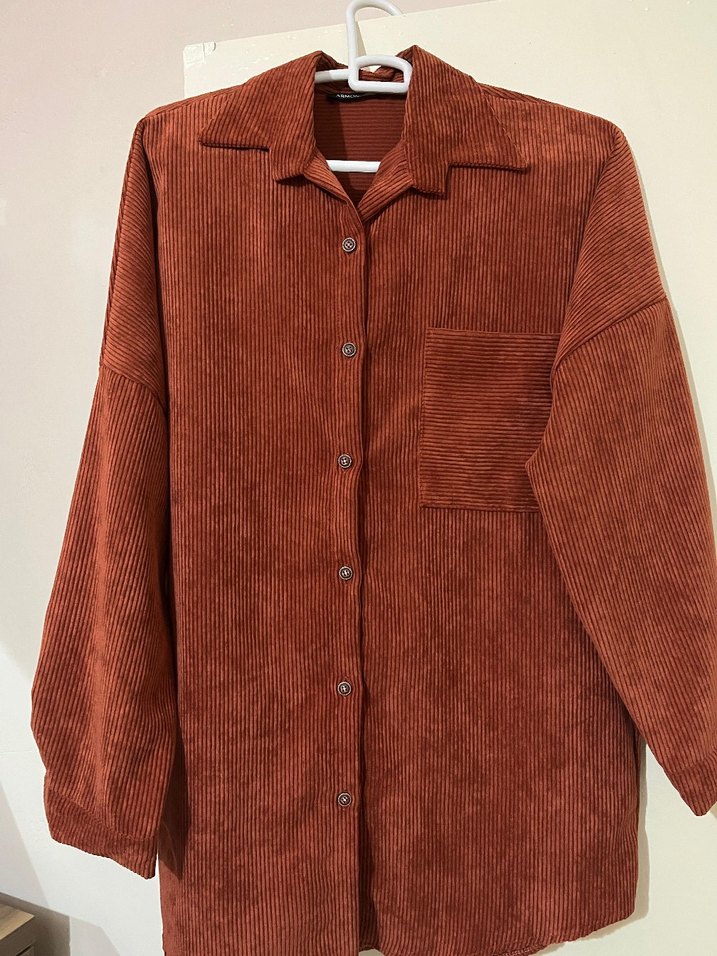 Düğmeli Kadın Kadife Gömlek - Görsel 3