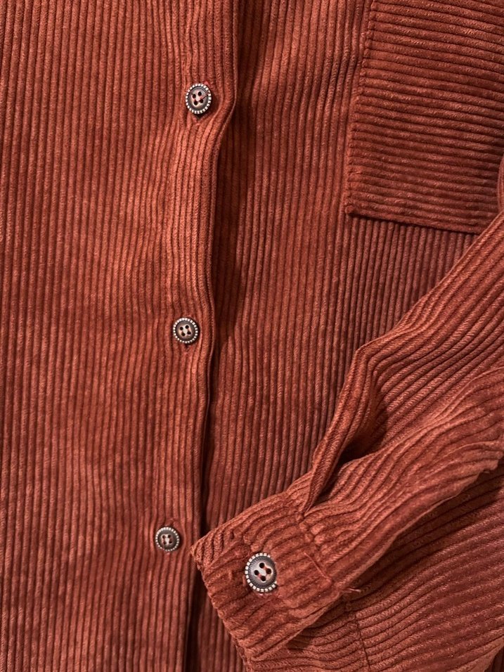 Düğmeli Kadın Kadife Gömlek - Görsel 2