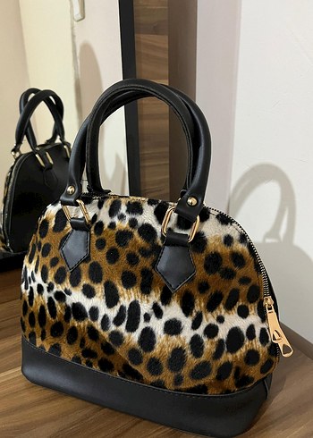 Kahverengi Leopar Desenli Kadın Deri Çanta - Görsel 2