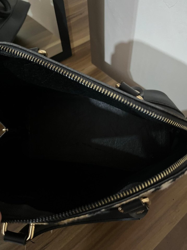 Kahverengi Leopar Desenli Kadın Deri Çanta - Görsel 3