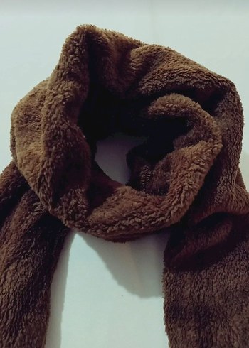 Kahverengi Kadın Peluş Atkı - Görsel 2