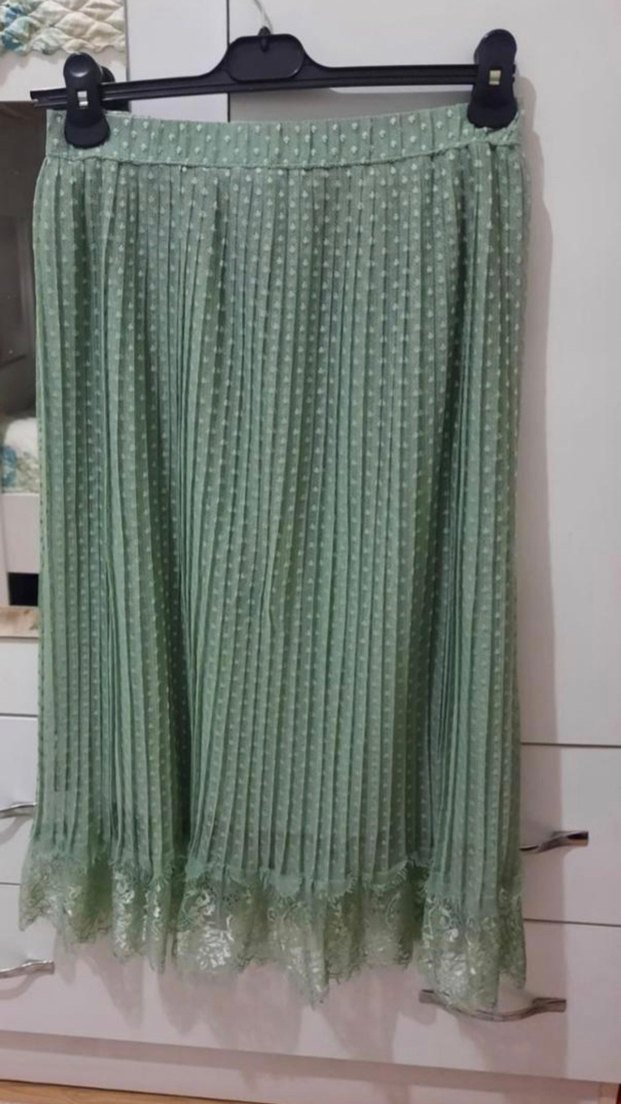 LC Waikiki Yeşil Piliseli Midi Etek - Görsel 2