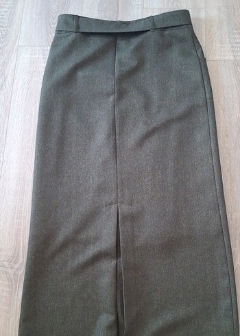 Düğmeli Uzun haki Kadın Etek - Görsel 2