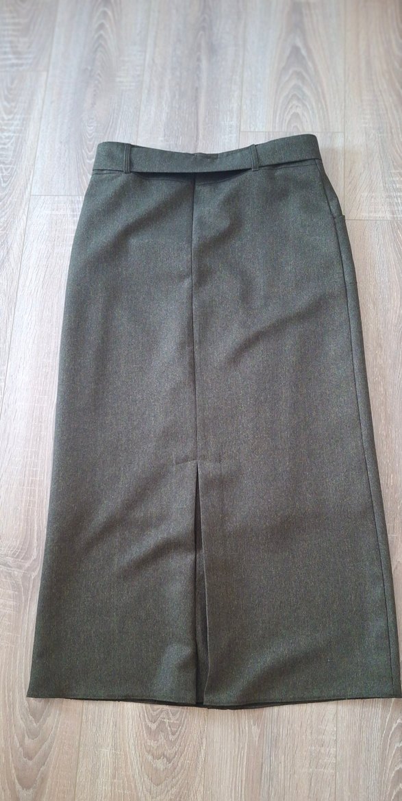 Düğmeli Uzun haki Kadın Etek - Görsel 2