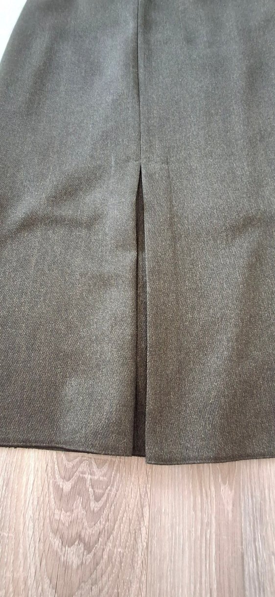 Düğmeli Uzun haki Kadın Etek - Görsel 3