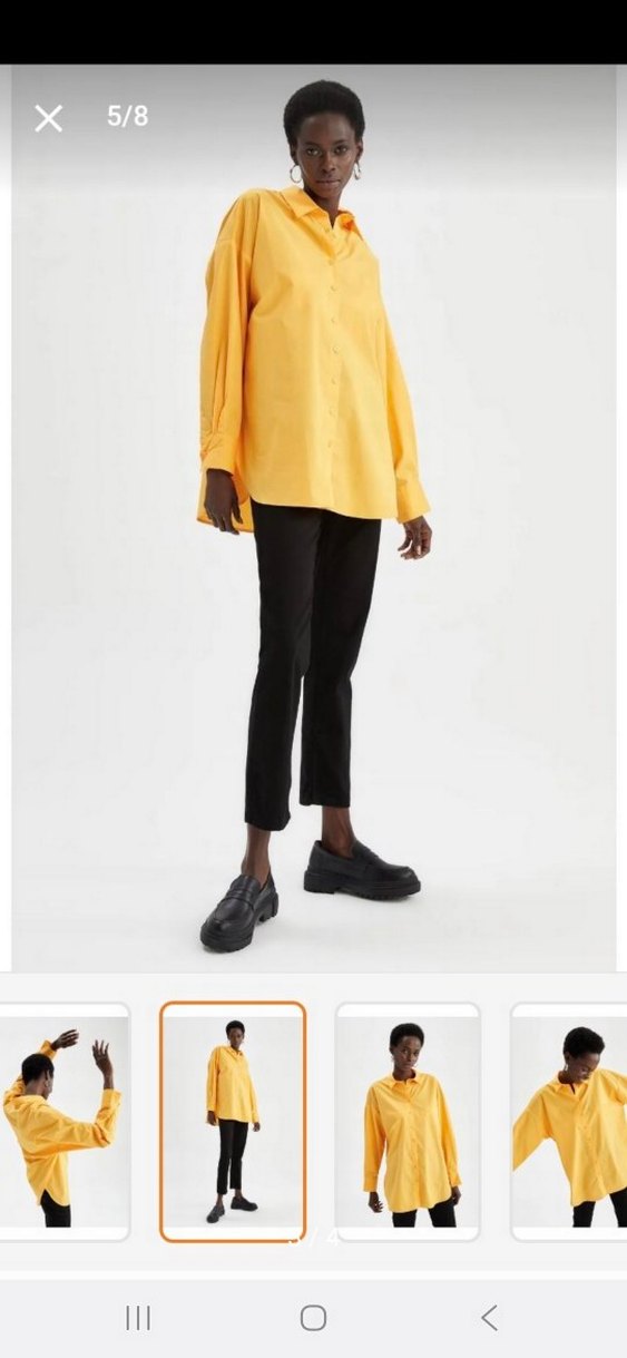 Defacto Sarı Oversize Gömlek - Görsel 3