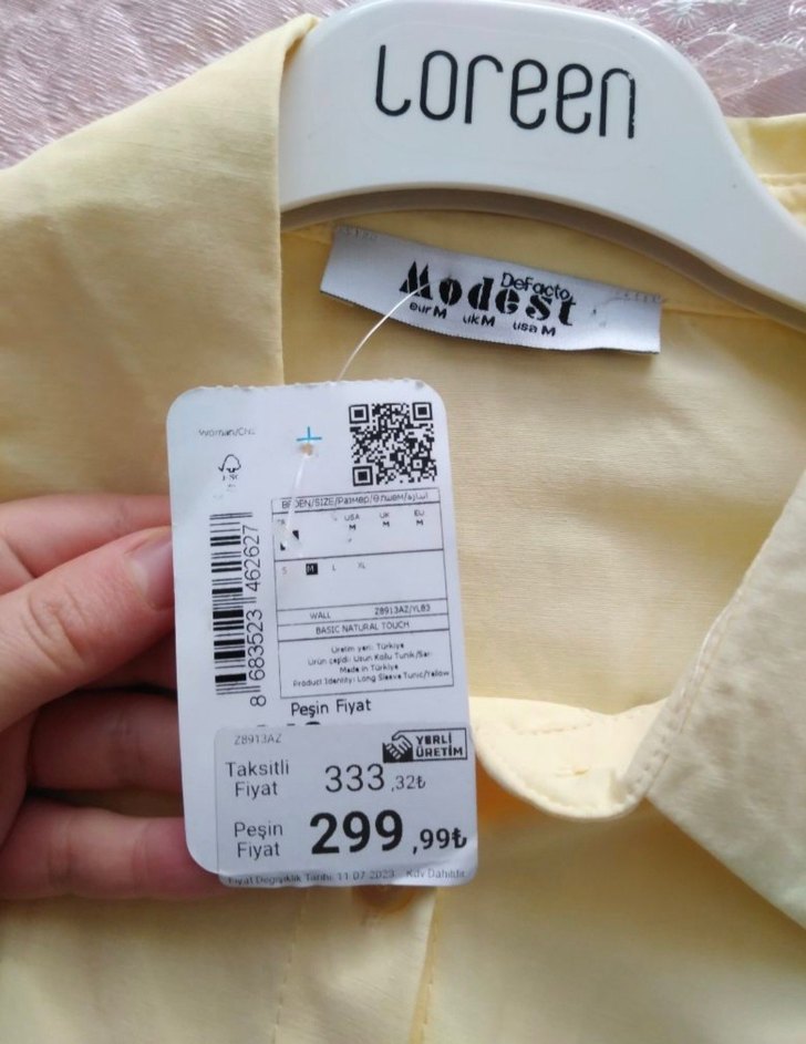 Defacto Sarı Oversize Gömlek - Görsel 4