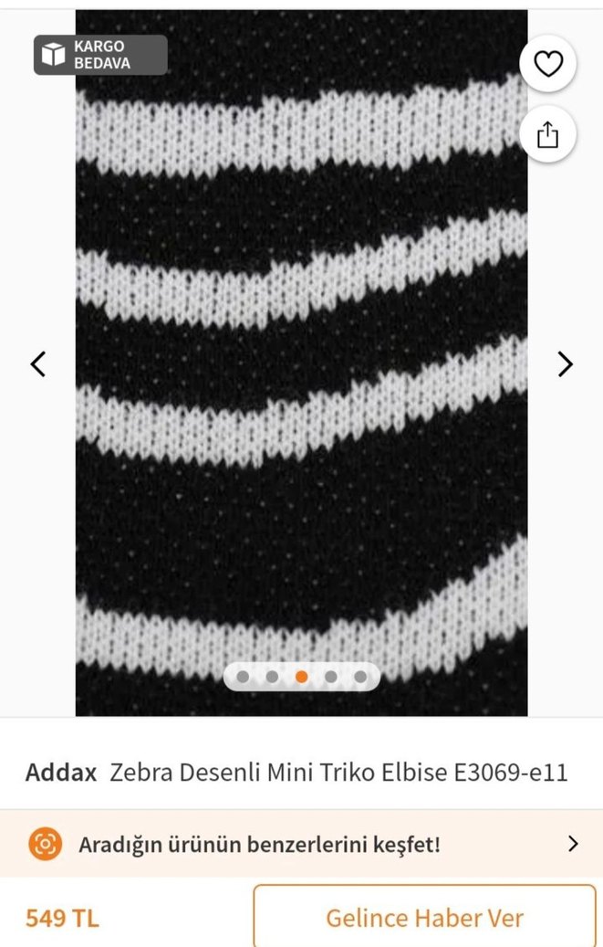 Addax Zebra Desenli Mini Triko Elbise - Görsel 3