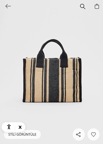 Çizgili kanvas tote çanta