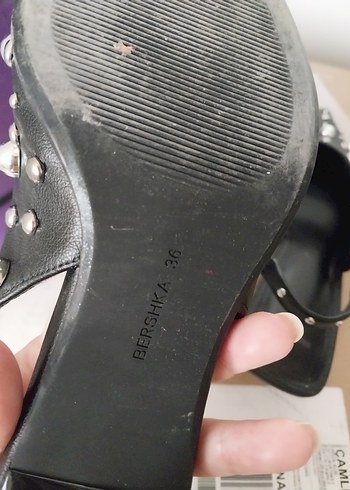 zımbalı arkası açık kısa topuklu ayakkabı Stiletto - Görsel 6