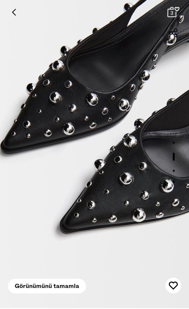 zımbalı arkası açık kısa topuklu ayakkabı Stiletto - Görsel 2