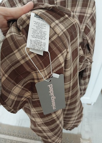 Shein missguided Kahverengi Ekose V Yaka kısa elbise - Görsel 4