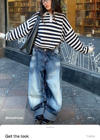 Çizgili Polo Yaka Triko kazak - Görsel 2