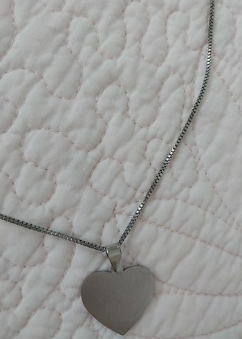 Gri ince Zincir kalp kolye - Görsel 2