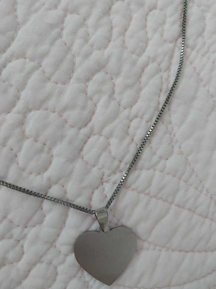 Gri ince Zincir kalp kolye - Görsel 2