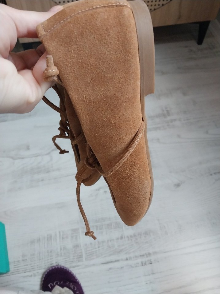 bağcık detay süet babet - Görsel 5