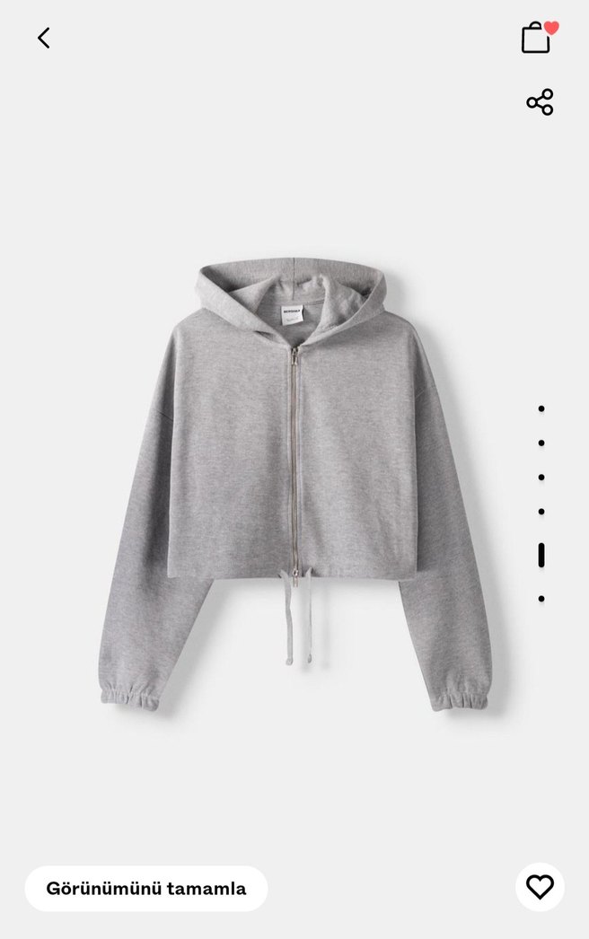 Kapüşonlu çift fermuarlı kısa Sweatshirt - Görsel 2