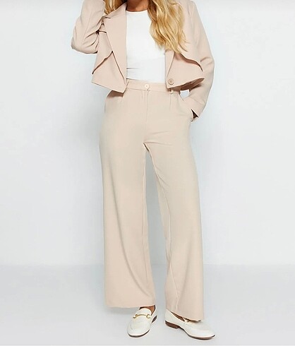 Trendyol & Milla Trendyolmilla taş wide leg dokuma pantolon