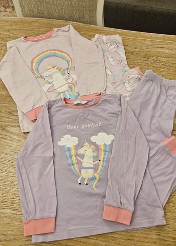 Unicorn Baskılı Uzun Kollu Kız Pijaması