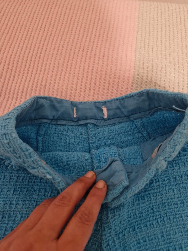 Kız çocuk Mavi Triko Mini Kot Şort - Görsel 4