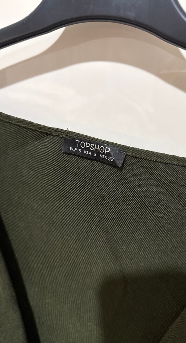 Kadın Haki Keten Drapeli Straplez Bluz - Görsel 2