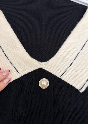 Düğmeli Beyaz Yaka Detaylı Kadın Hırka - Görsel 2