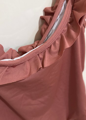 Pembe Fırfırlı Kolsuz Kadın Mayo - Görsel 2