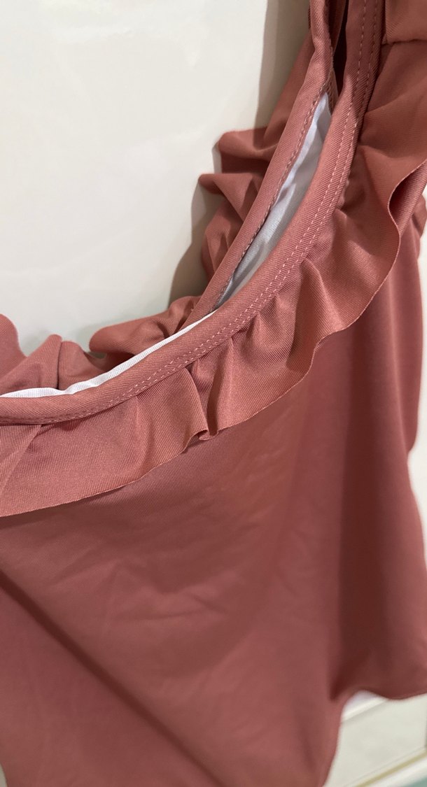 Pembe Fırfırlı Kolsuz Kadın Mayo - Görsel 2