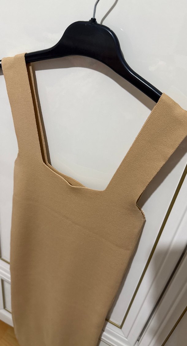 Bej Kadın Mini Askılı Elbise - Görsel 2